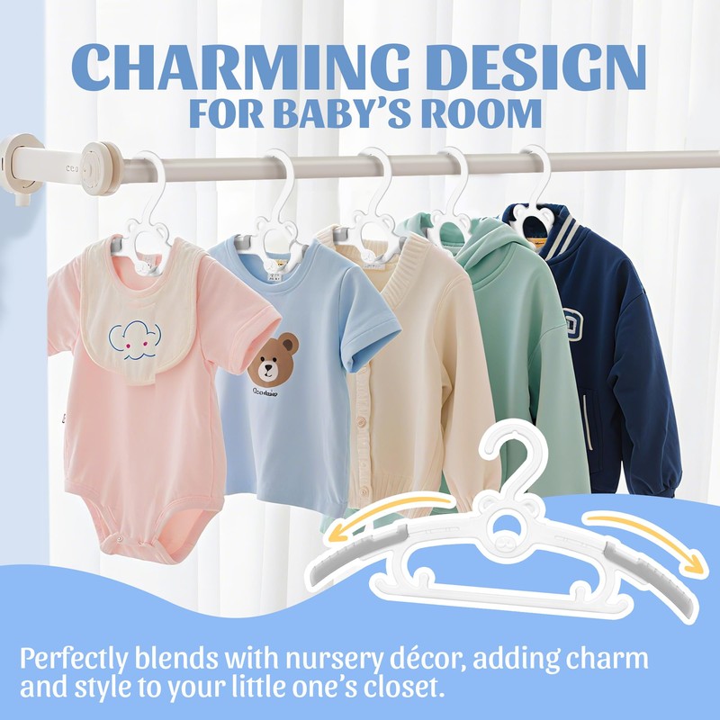 SIshynio 30 Pack Baby Hangers for Closet, Adjustable Space Saving