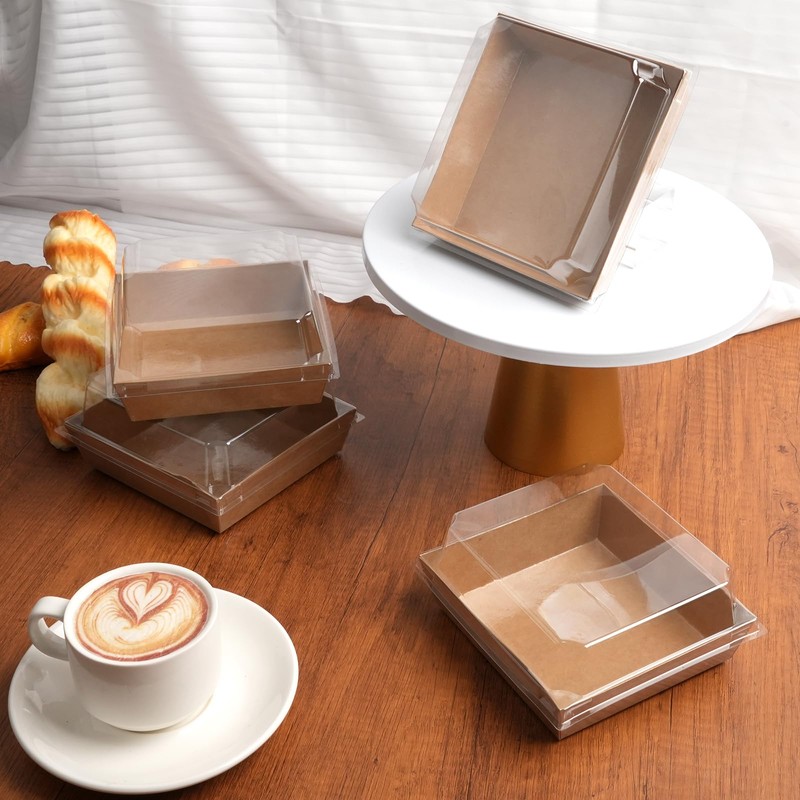 100 Pack Charcuterie Boxes with Clear Lids,5.5"×4.9"×2.4" Disposable Square Food