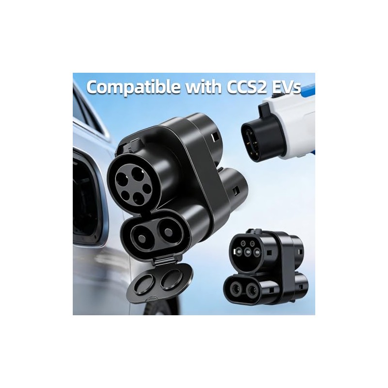 Adaptador CCS1 a CCS2, Conector de Carga para Vehículos Eléctricos,