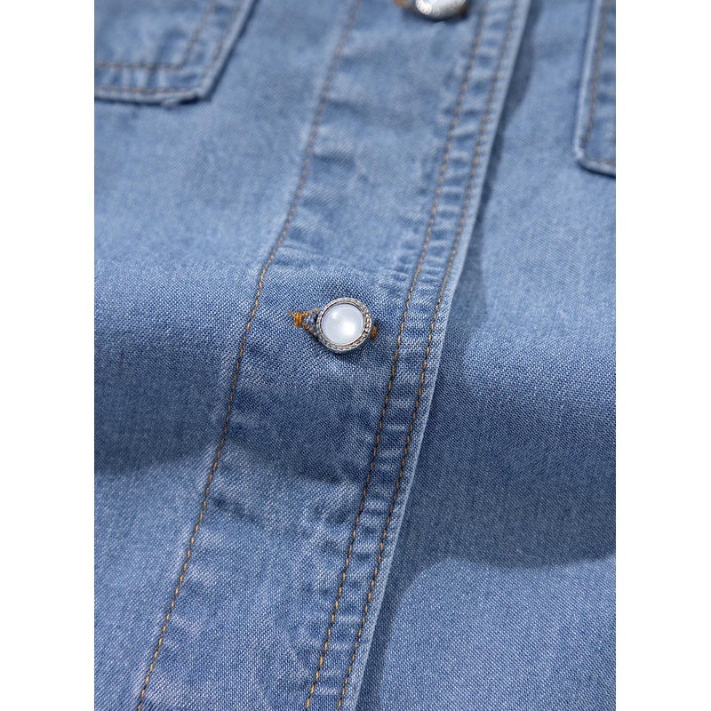 Sidefeel Women's Denim Shirts Button Down Jean Shacket Spring Outfit