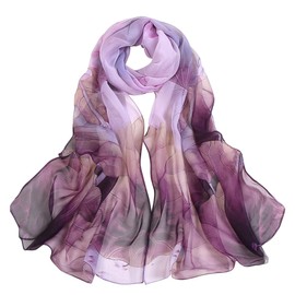 BLURBE Chiffon Scarf Women - Ladies Scarves Lightweight Floral Print Chiffon Scarfs Shawls and Wraps for Womens Spring Autumn