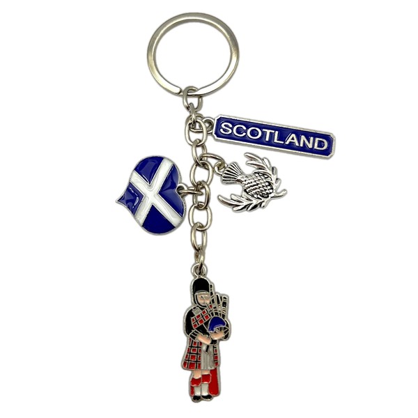 Bells Box Scotland Keyring - Scottish Flag - Piper &