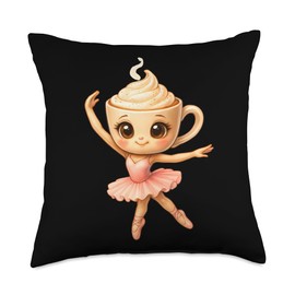 Kawaii Chibi Ballerina Cappuccina Funny Italian Brainrot Throw Pillow
