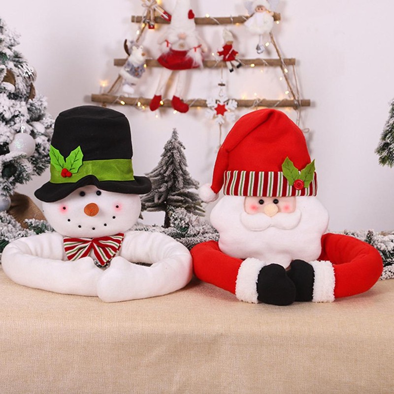 Plush Santa Claus Snowman Topper Hugging Tree Topper for Christmas