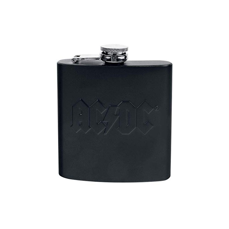 AC/DC HFAC01 Hip Flask, Steel, Black, 9.5 x 2 x