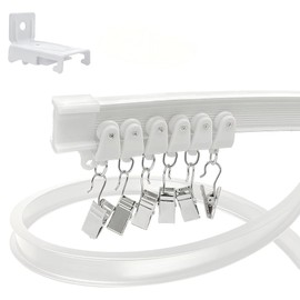 Yimisya Flexible Bendable Curtain Track, Wall Mount Heavy Duty Sliding Room Divider Track, Room Divider, for RV, Shower, Hospital