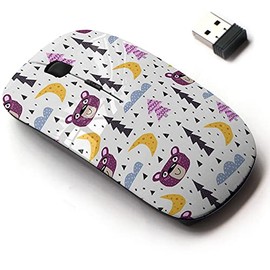 2.4G Wireless Mouse with Cute Pattern Design for All Laptops and Desktops with Nano Receiver - Cartoon Bears Christmas