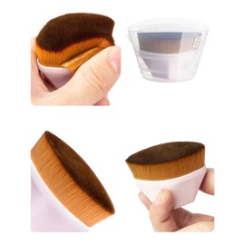 Flat Top Kabuki Foundation Brush, vegan Brush for Liquid Makeup, Dense Blending Brush for Flawless Liquid, Cream, Powder Foundation, with Free Storage Box (Pink) (Brown (UV Light) Top, Regular Size)