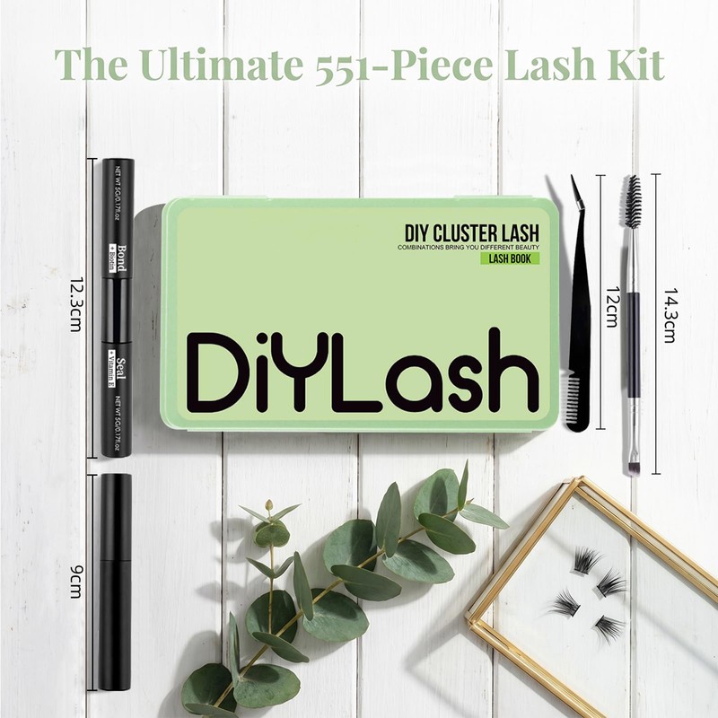 Individual Eyelashes Lash Clusters Kit 551 Pcs 10-16MM with Tweezer