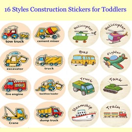 1000PCS Cartoon Transportation Sticker Car Bus Truck Airplane Construction Vehicle Sticker Kindergarten Rewards Stickers for Toddler Kid 2-4 Years Roll Teaching Training Potty Stickers (Truck)