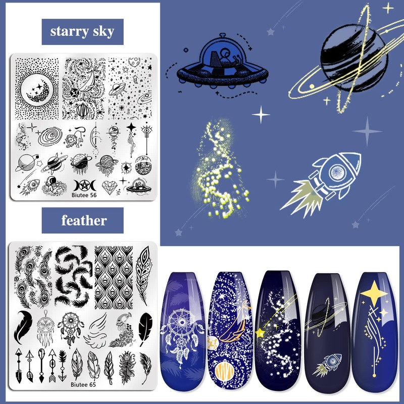 Biutee 15 Sets Nail Stamp Plates, Nail Print Iron Plates,