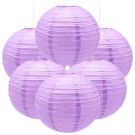 Ruidee 6Pcs Paper Lanterns Decorative Round Hanging Paper Lanterns for Birthday, Wedding, Christmas Xmas, Bridal, Home Decor, Party Decoration（12in/Purple）