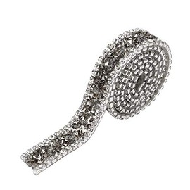 Band Funkeln Kristall Diamond Wickeln Roll genäht oder Hot Fix für Prom Kleider Gürtel Applique Haarspange Kragen Dekoration 1 Yard (grau)