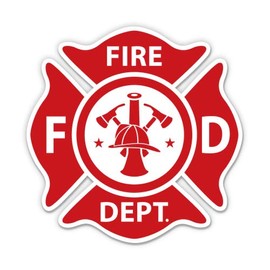 Fire Department Maltese Cross - 3" Vinyl Sticker - for Car Laptop Water Bottle Phone - Waterproof Decal