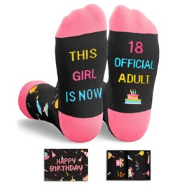 HAPPYPOP 18th Birthday Socks Ideas - 18 Year Old Birthday Gifts for Teen Girls, Young Adults