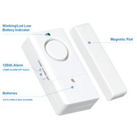 Window Door Alarm for Kids Personal Home Security Alarms with Chime for House, RV, Office, Business Safe (8Pack)