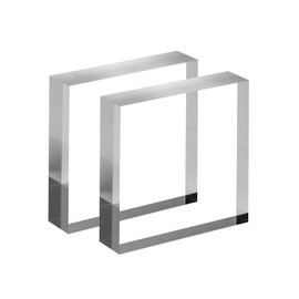 CiaoHER 1in Thickness 4in Square Acrylic Cube Display Block Clear Polished Pedestal Stand Riser Solid Base 4" x 4" x 1", 2 Pack