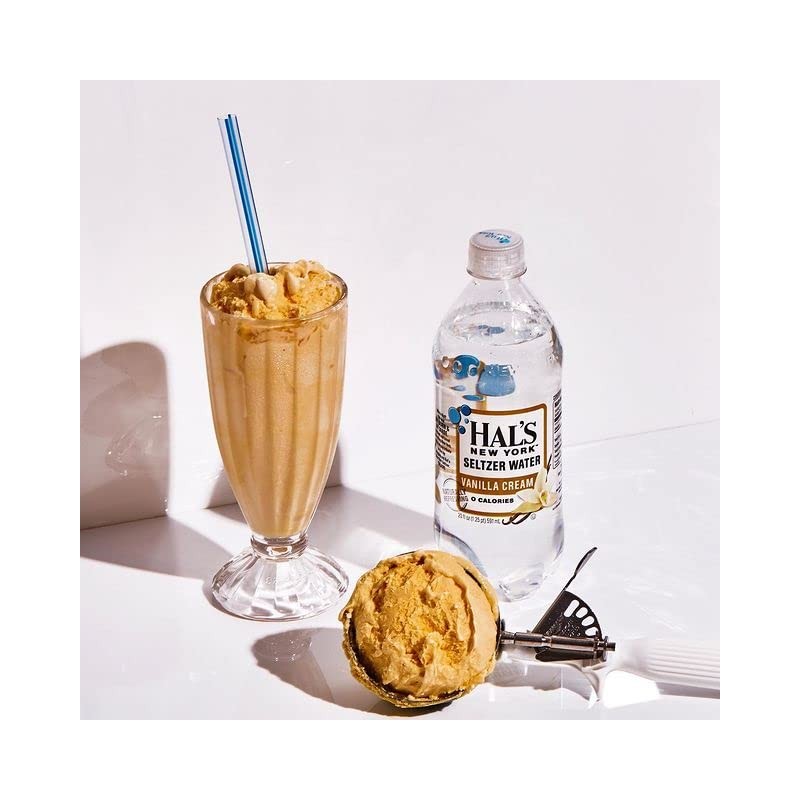 Hal's New York Seltzer Water, Vanilla Creme Sparkling Water, 20