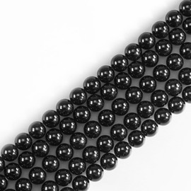 6mm Natural Gemstone Round Black Tourmaline Loose Beads for Jewelry Making Bracelets Necklace Earrings Art Craft (60-62pcs/strand)