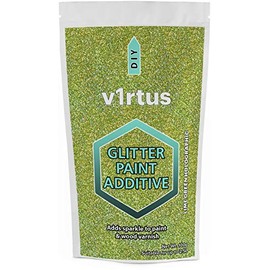 V1RTUS Lime Green Holographic Glitter Paint Crystal Additive 100g / 3.5oz for Acrylic, Latex, Emulsion - use Interior/Exterior - Wall, Ceiling, Wood, Varnish, Dead Flat, Matte, Soft Sheen or Silk