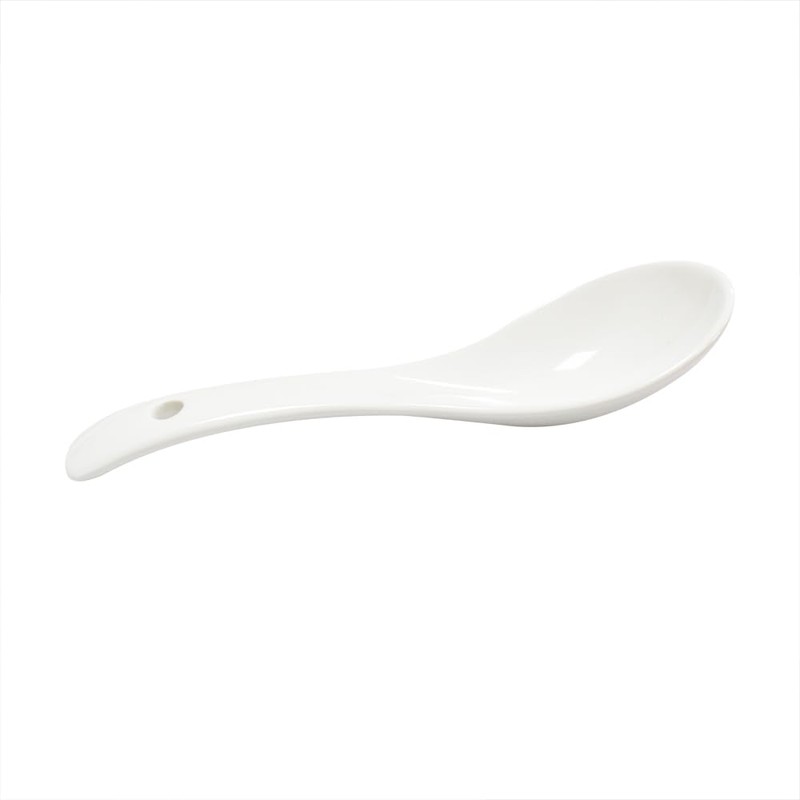 Xmomx 6 pcs White Soup Spoon Round-Bottom Asia Porcelain Ceramic