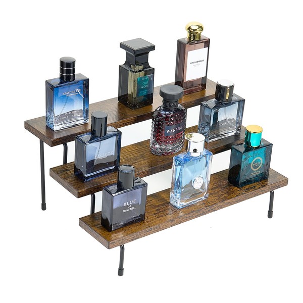 Dxaeuqr Wood Cologne Display For Men,Wood Tiered Display Stand,3 Tier