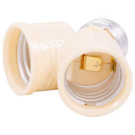 General Electric Power Gear Twin, Converts One Two, Adapter, Perfect for Workshop, Garage or Utility Room, UL Listed, Almond, 54551, Ivory, 2 Socket, Light Bulb Splitter