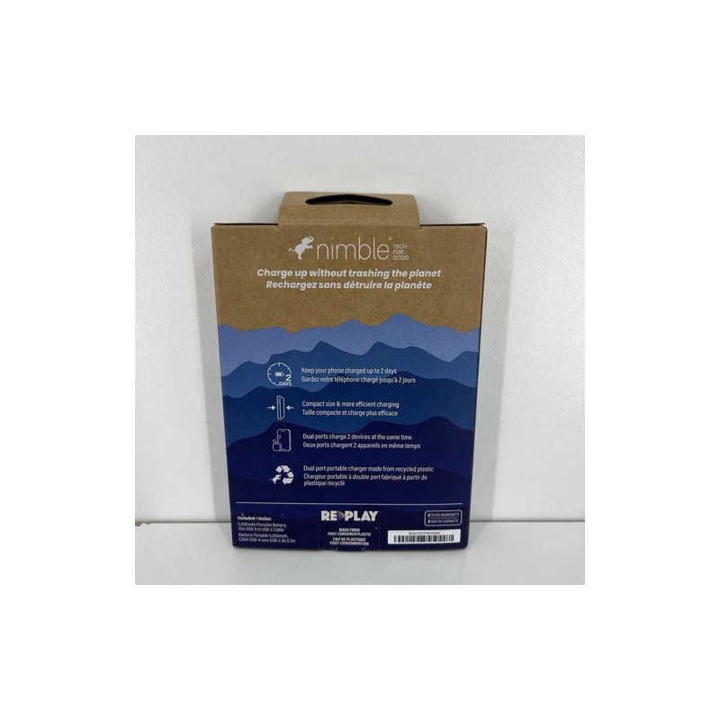 Nimble Chargeshot Portable Charger 5,000mAh battery - Black 2 USB-A