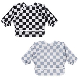 ALVABABY Mess Proof Baby Bib Full Sleeve Bib Outfit Waterproof Bib for Toddlers Washable Adjustable Machine Washable Tug Proof Closure Boy Girl