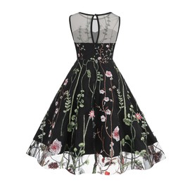 IDOPIP Embroidery Flower Girl Lace Dress for Kids Wedding Bridesmaid Party First Communion Dresses Little Princess Pageant Formal Birthday Gown Graduation Homecoming Dresses Black - Mesh 13-14 Years