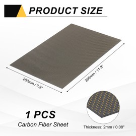 sourcing map Carbon Fiber Sheet 300x200x2mm 3K Carbon Fiber Board with Metallic Threads Plain Weave Glossy Surface Laminate Plate Panel for Automotive, Cars, RC Models, Drones, DIY, Gold