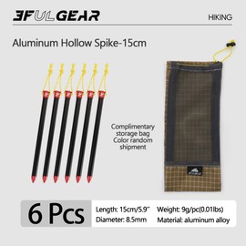 3F UL Gear 6/10PCS Lightweight Camping Tent Stakes, 5.9/7.8'' Hollow Aluminum Alloy Tent Pegs Ground Stakes, Essential Camping Accessories for Camping, Garden, Hiking (15cm-6pcs)