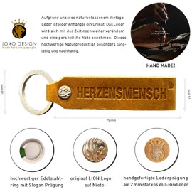 JOKO DESIGN Heart Man Favourite Person Leather Keyring Gift Girlfriend Partner Daughter Gift Idea, Heart Man Classic Brown, Classic" or "European"