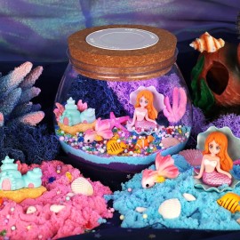 Mermaid Terrarium Craft Kit for Kids - with LED Night Light Up & Remote Control
