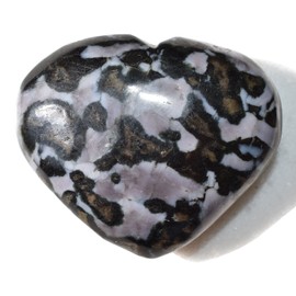 Zenergy Gems Selenite Charged Hand-Carved Natural Mystic Indigo Gabbro Pocket Puffy Heart/Palm Heart/Worry Stone + Selenite Heart Charging Crystal [Included]