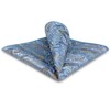 SHLAX&WING Men's Paisley Pattern Silk Ultra Large Blue Pocket Square