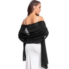 olyrjie Soft Chiffon Scarfs Shawls and Wraps for Evening Dresses Wedding Shawl Wraps Bridal Scarve for Women Black,one size