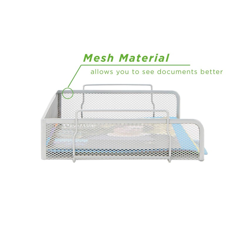 Mind Reader Desk Document Organizer 2 Piece Stackable Tray, Silver,