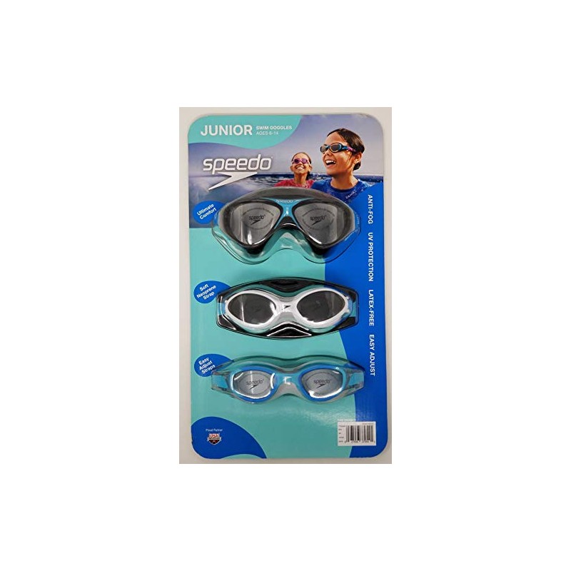 Speedo Junior Swim Goggles, 3-Pack, Multicolors & Shapes, Variety Pack