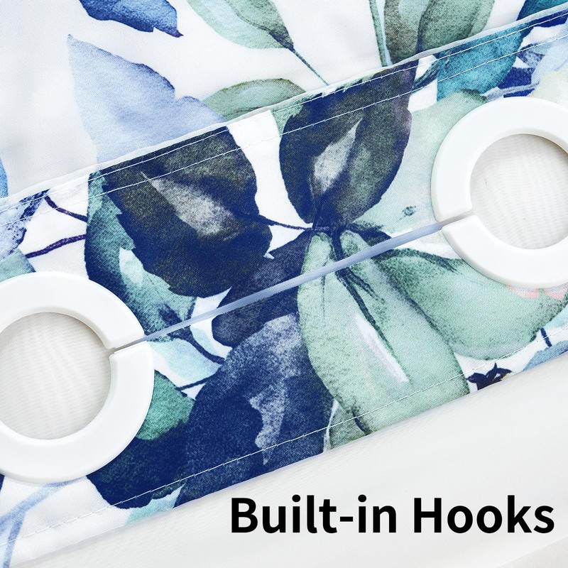 QiyI No Hook Shower Curtain with Snap in Fabric Liner,