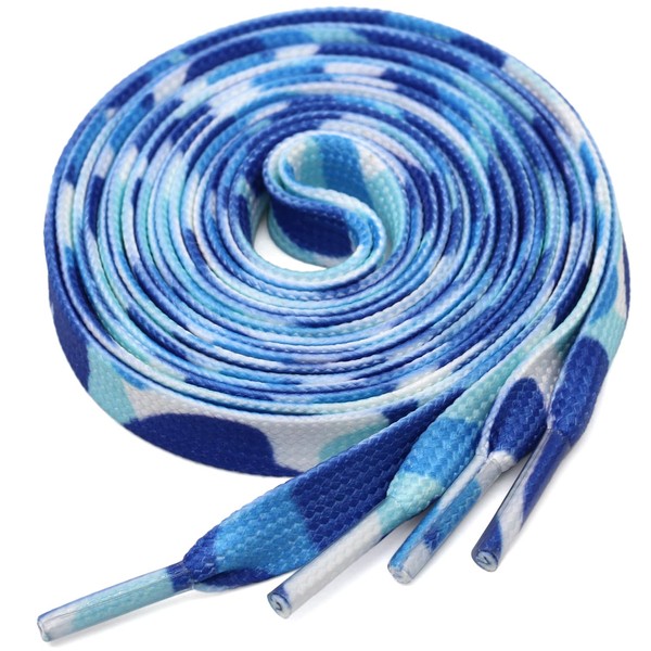 YJRVFINE Gradient Rainbow Shoelaces Fashion Colorful British Style Shoestring Blue