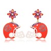 Game Day Football Earrings Sparkling Rhinestone Crystal Flower Helmet Dangle