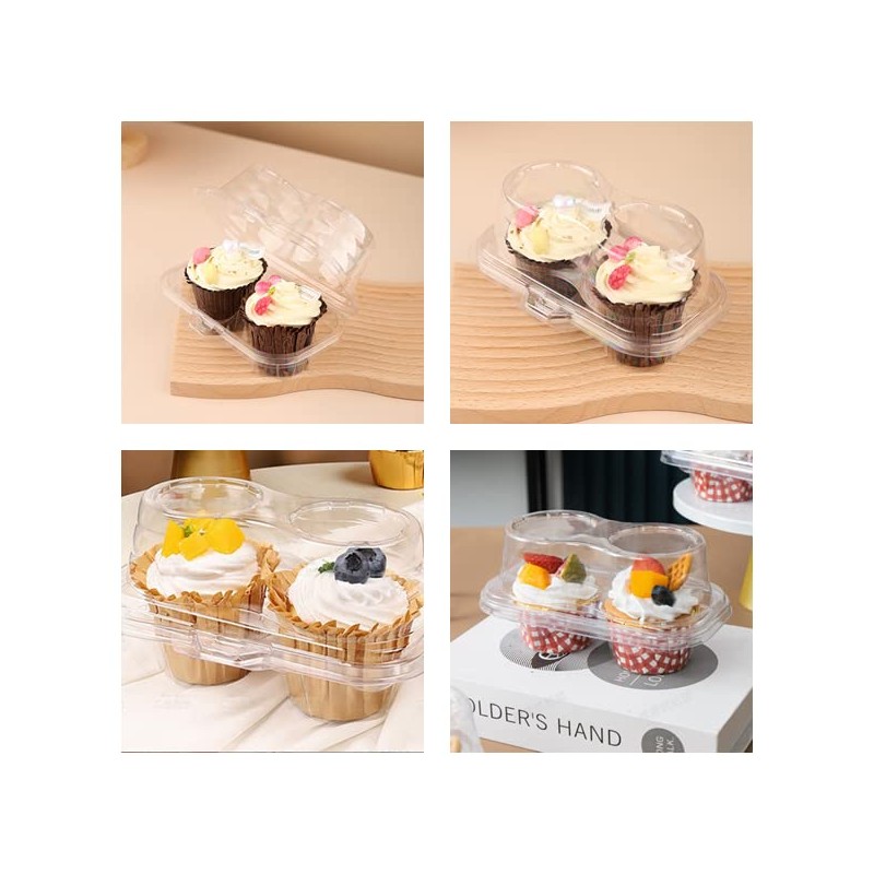 XIZHI Clear Cupcake Boxes with 2 Compartment,Plastic Stackable Cupcake Carrier