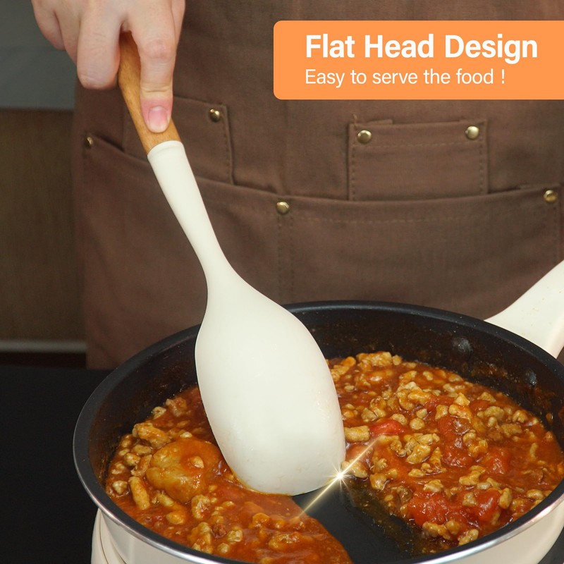 2Pcs Large Silicone Cooking Spoon Set, Nonstick Serving Spoons for