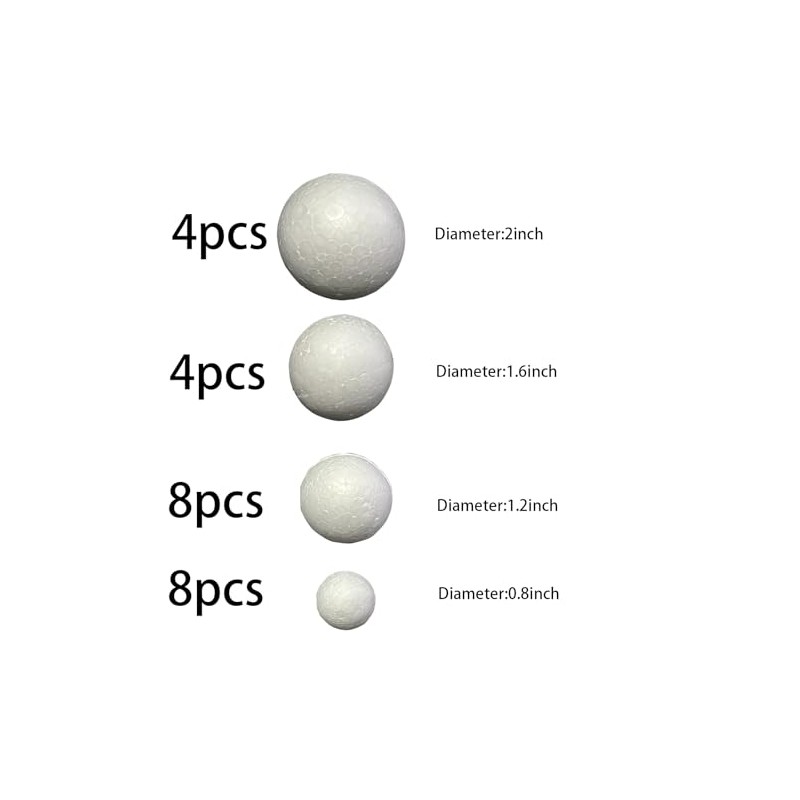 24 Pcs Craft Foam Balls, Smooth Blank Styrofoam Balls for