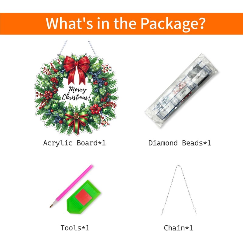 VODAPYC Christmas Wreath Diamond Art Hanging Kit for Adults, DIY