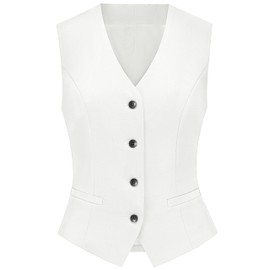 CFRTMTBB Suit Vest for Women V Neck Button Down Sleeveless Business Casual Vest Tops Waistcoat Blazer Dressy Vests (White,XXL)