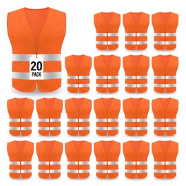 Safety Vest, Reflective High Visibility Construction Vest for Men, Work, Cycling, Runner, Surveyor, Volunteer, Road, Orange-gary, 8