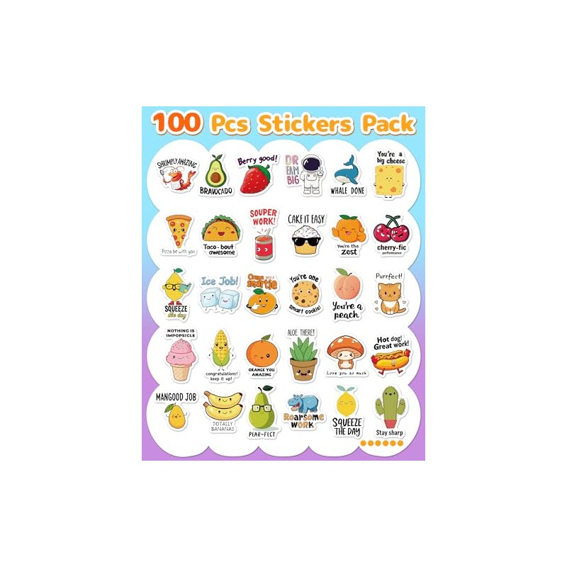pcnearty 100 Pcs Cute Stickers for Kids, Waterproof Water Bottle