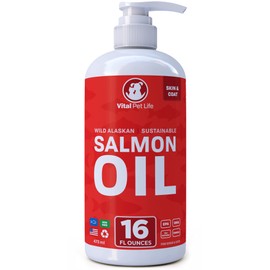 Salmon Oil for Dogs & Cats - Healthy Skin & Coat, Fish Oil, Omega 3 EPA DHA, Liquid Food Supplement for Pets, All Natural, Supports Joint & Bone Health, Natural Allergy & Inflammation Defense, 16 oz